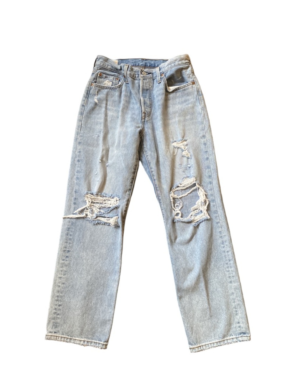 Levi's 501 90s Size 27 Medium Blue distressed straight leg jeans - Picture 2 of 12